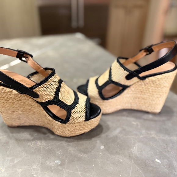 Robert Clergerie Raffia Espadrille Platform Wedge Sandal, Size 37 - Picture 4 of 12